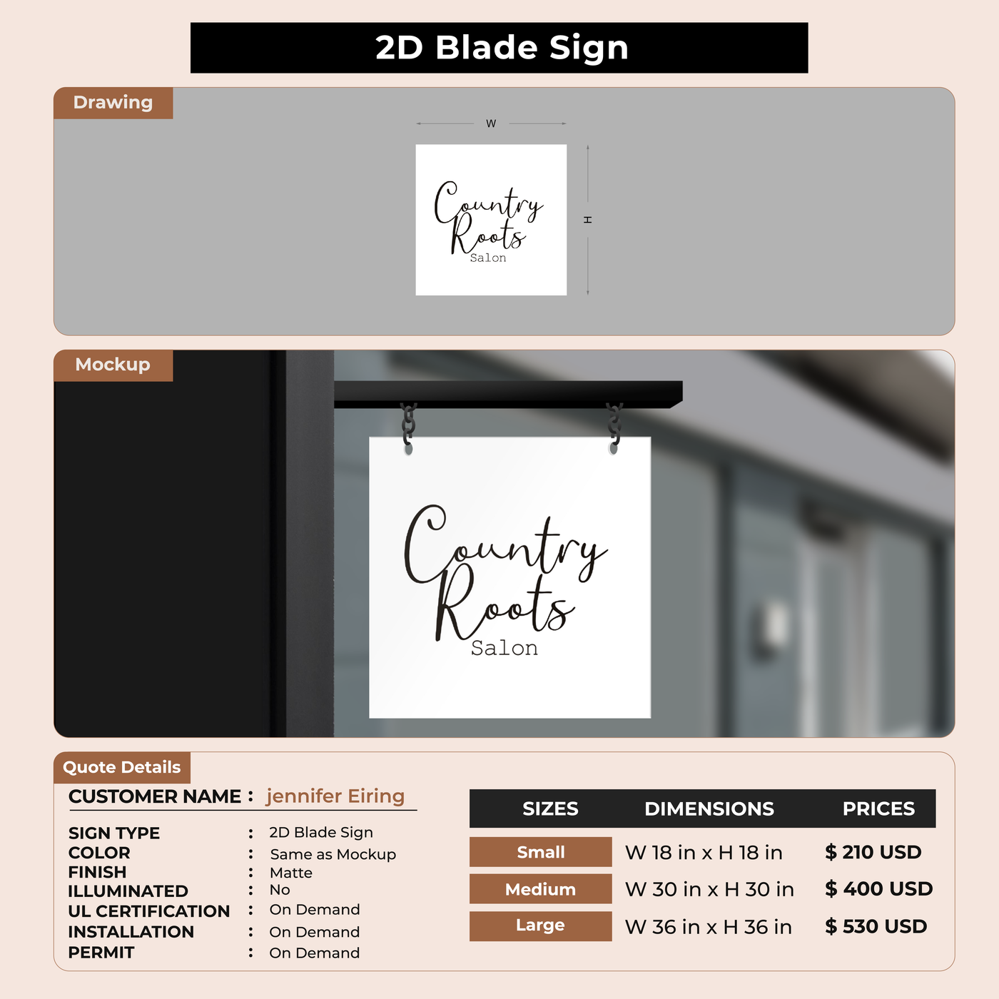 2D Blade Sign For jennifer Eiring