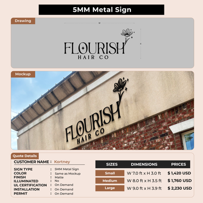 5MM Metal Sign For Kortney