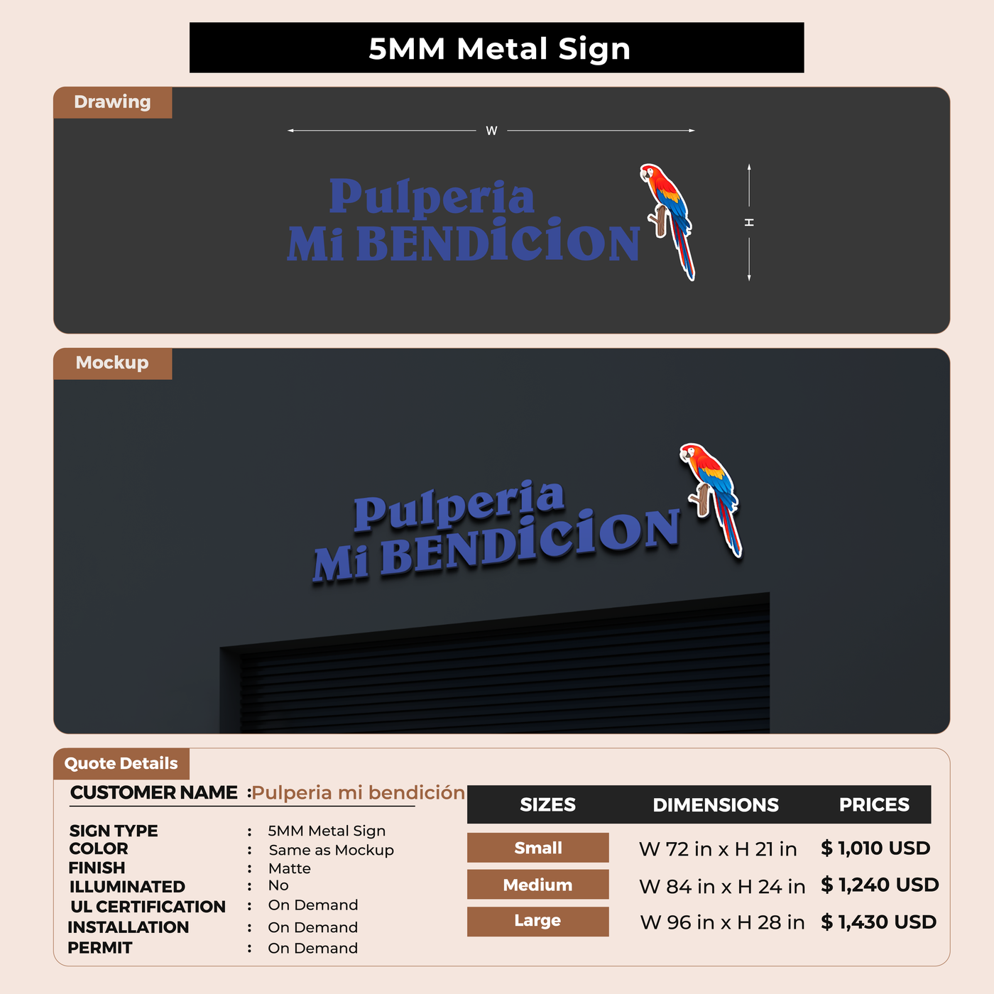 Custom Signs For Pulperia mi bendición