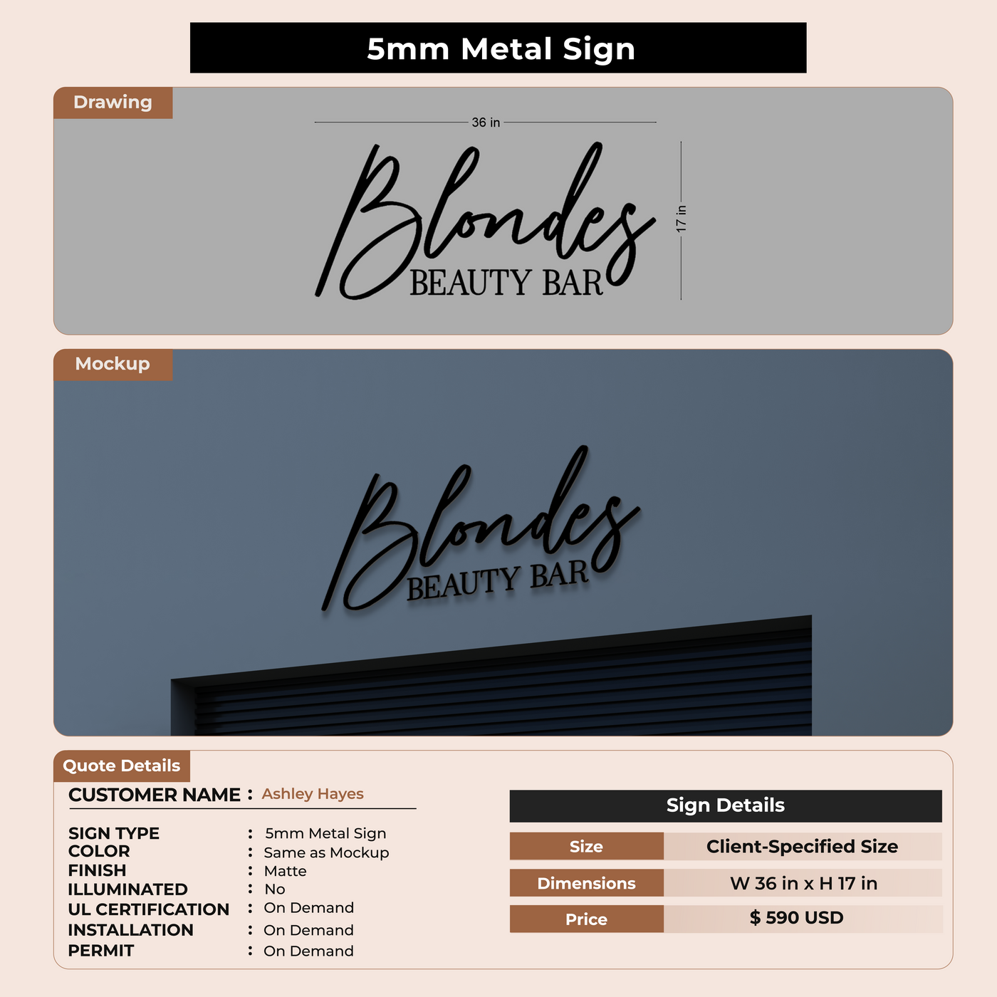 5MM Metal Sign For Ashley Hayes
