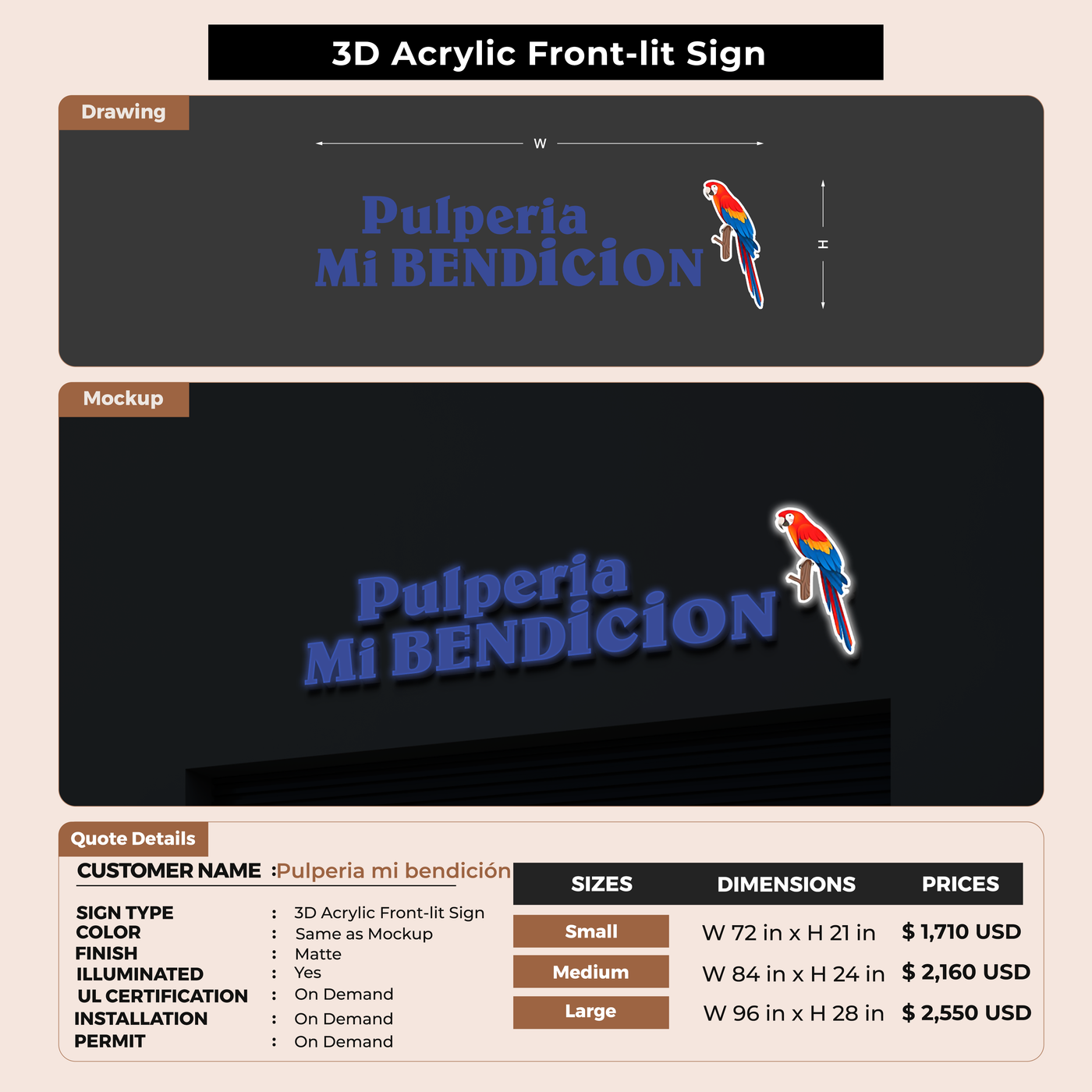Custom Signs For Pulperia mi bendición