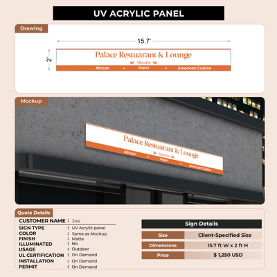 UV Acrylic Panel Sign for Joe