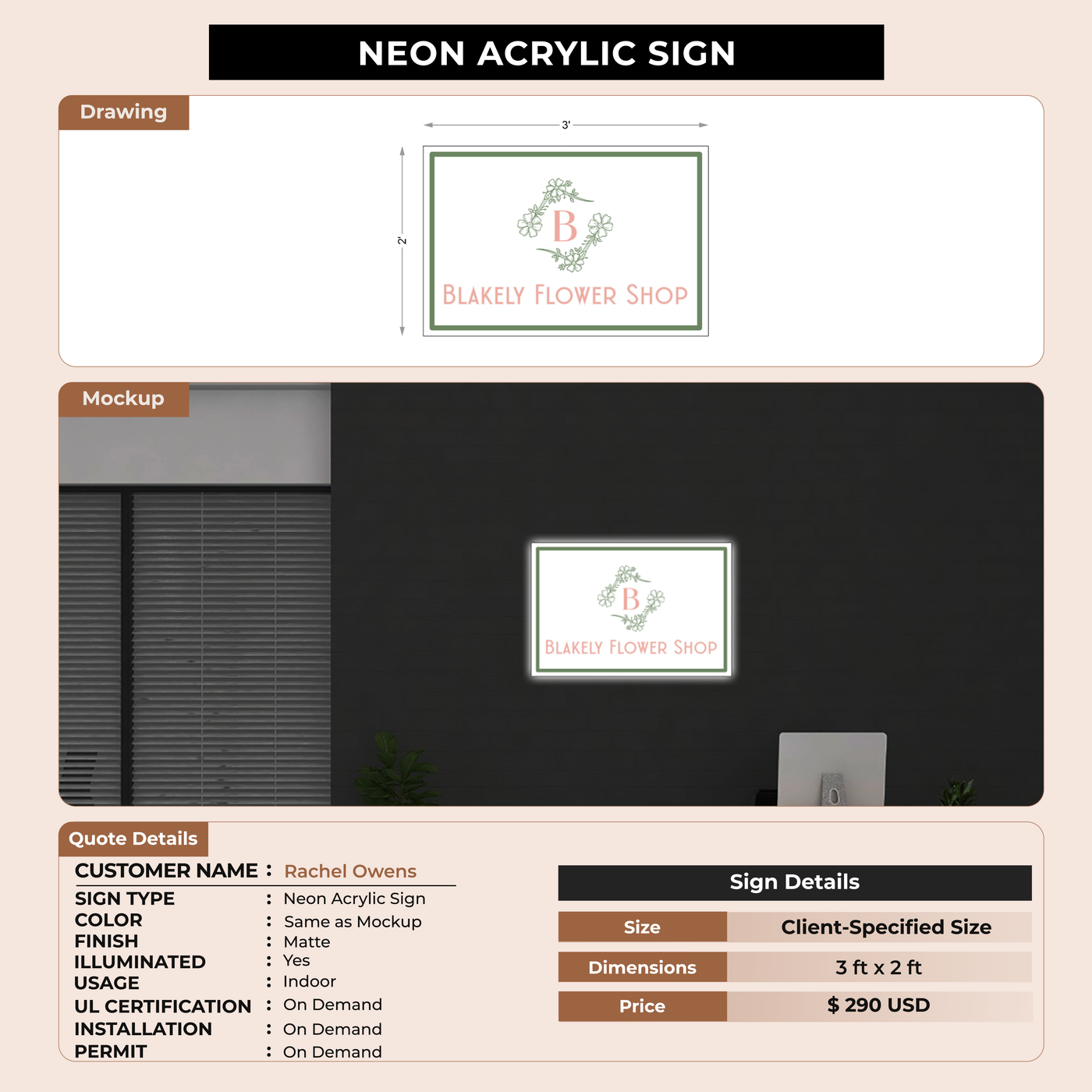 Business signage for Rachel Owens