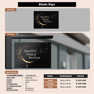 Business signage for tammy lee
