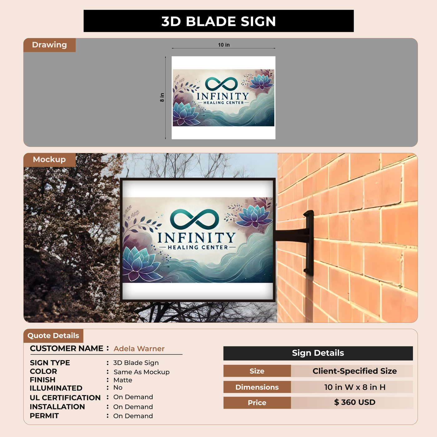 3D Blade Signage for Adela Warner