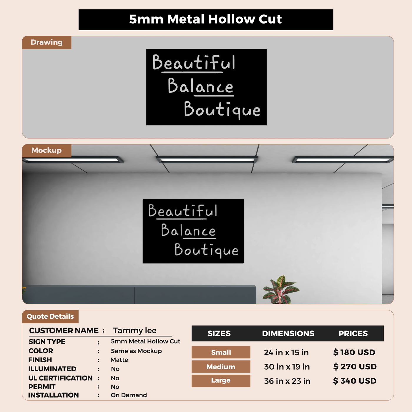 Business signage for tammy lee