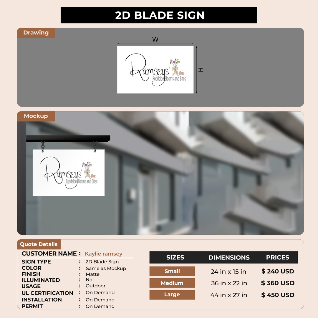 2D Blade Sign for Kaylie ramsey