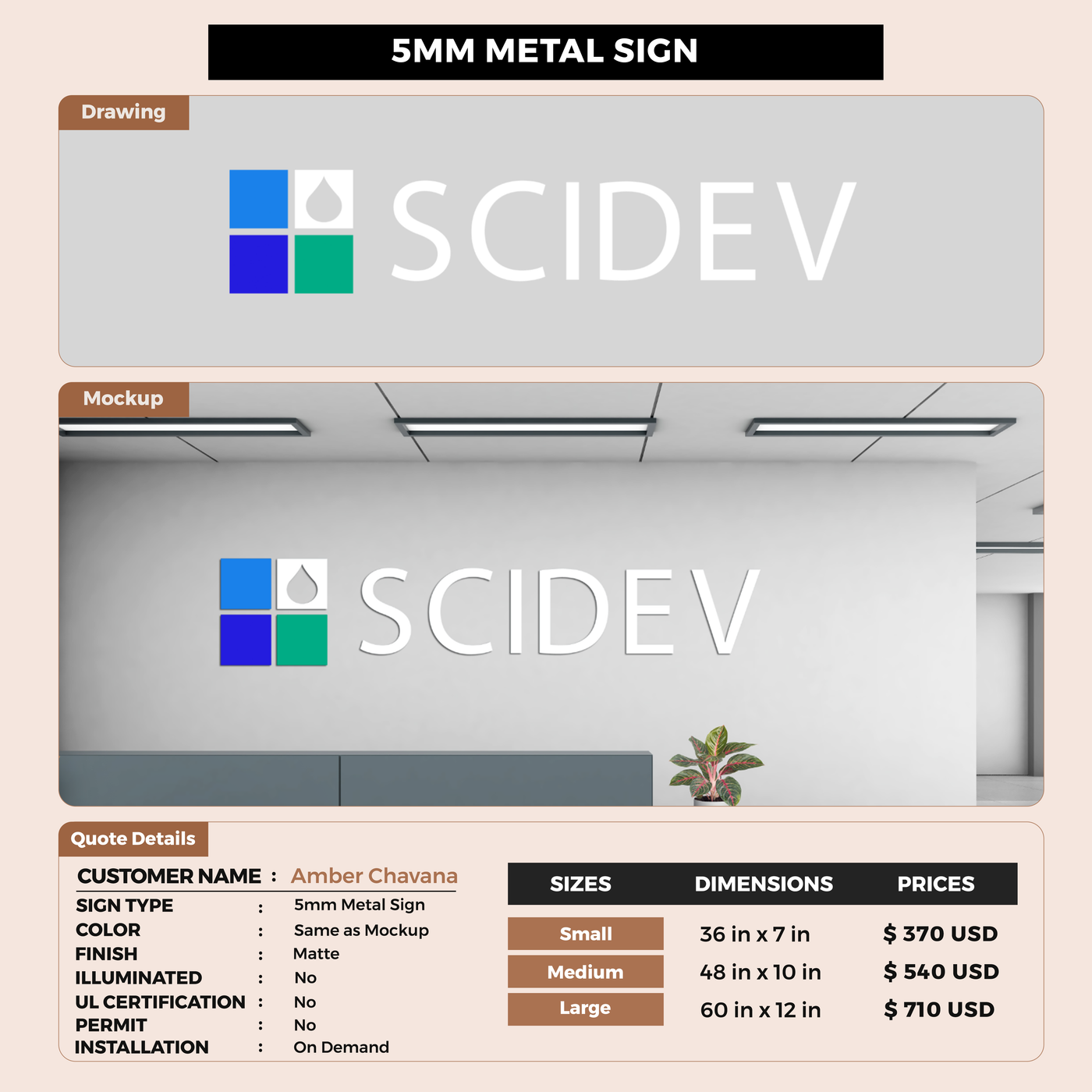 5mm metal sign for Amber Chavana