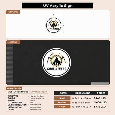 UV Acrylic Sign For DeVonne Fagan