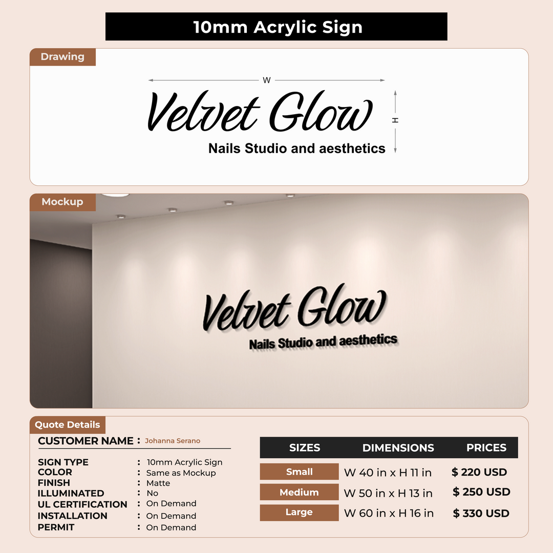 10MM Acrylic Sign For Johanna Serano