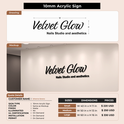 10MM Acrylic Sign For Johanna Serano