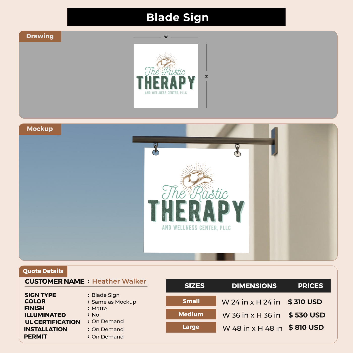 2D Blade Sign For Heather Walker