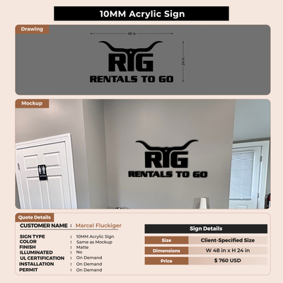 10MM Acrylic Sign For Marcel Fluckiger