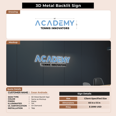 3D Metal Back-lit Signs For Cesar Andrade