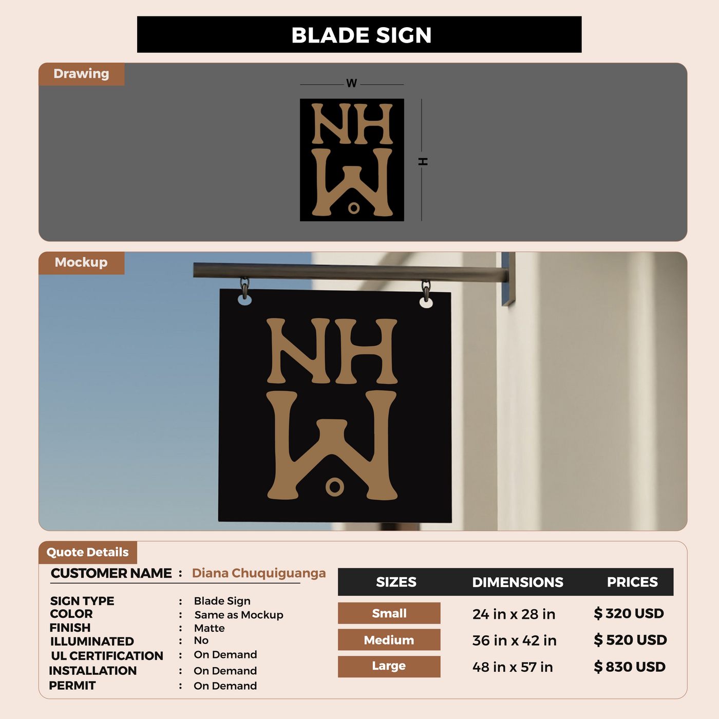 2D Blade sign for Diana Chuquiguanga Crespo