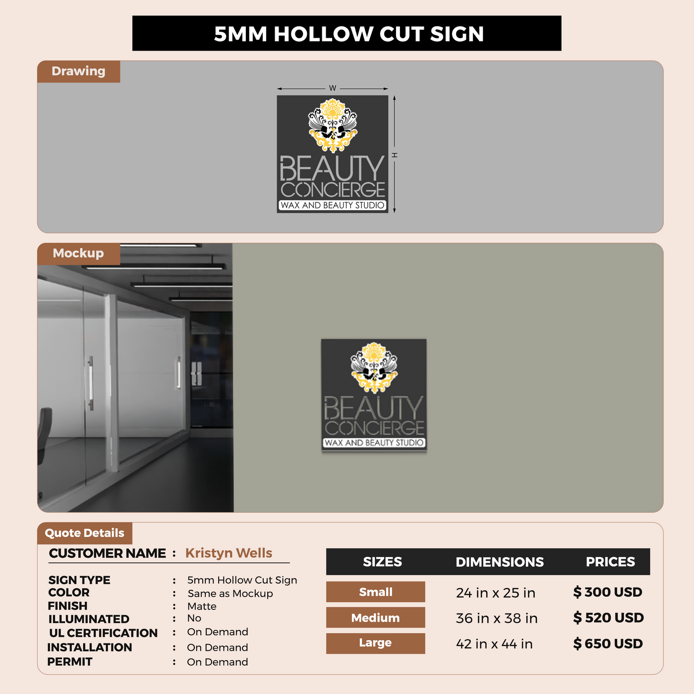 Business signage for Kristyn Wells