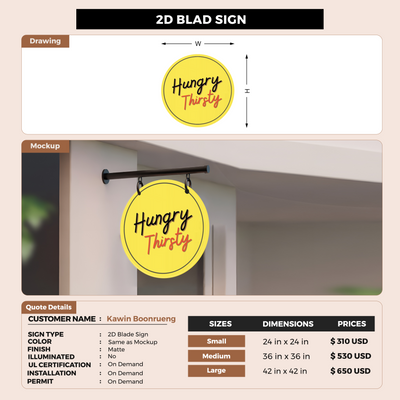 2D Blade Signs For Kawin Boonrueng