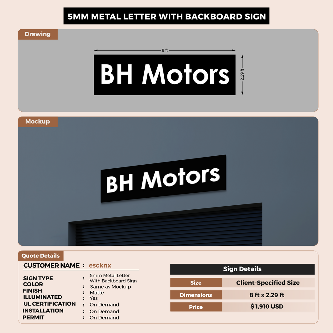 5MM Metal Sign With 2MM Backbaord For escknx
