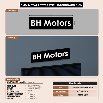 5MM Metal Sign With 2MM Backbaord For escknx
