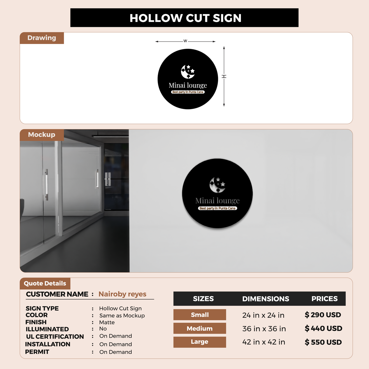5MM Hollowcut Sign For Nairoby reyes