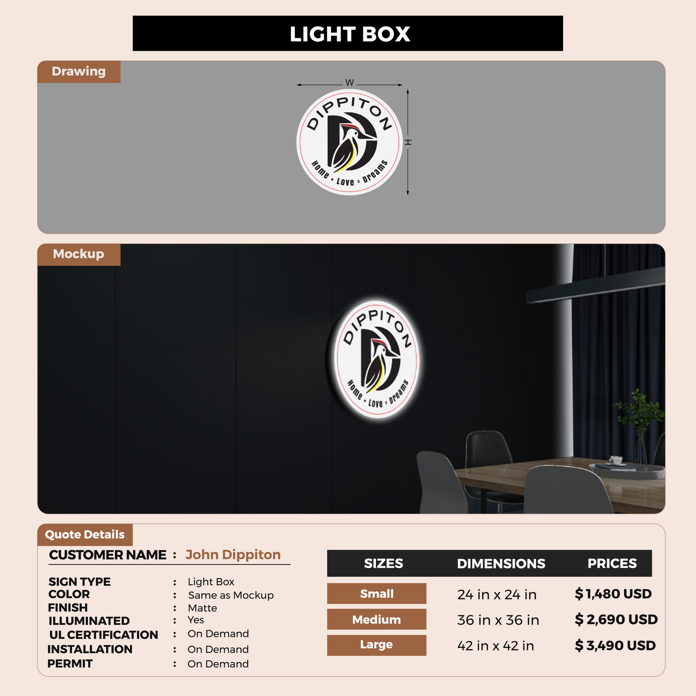 Lightbox Sign For John Dippiton