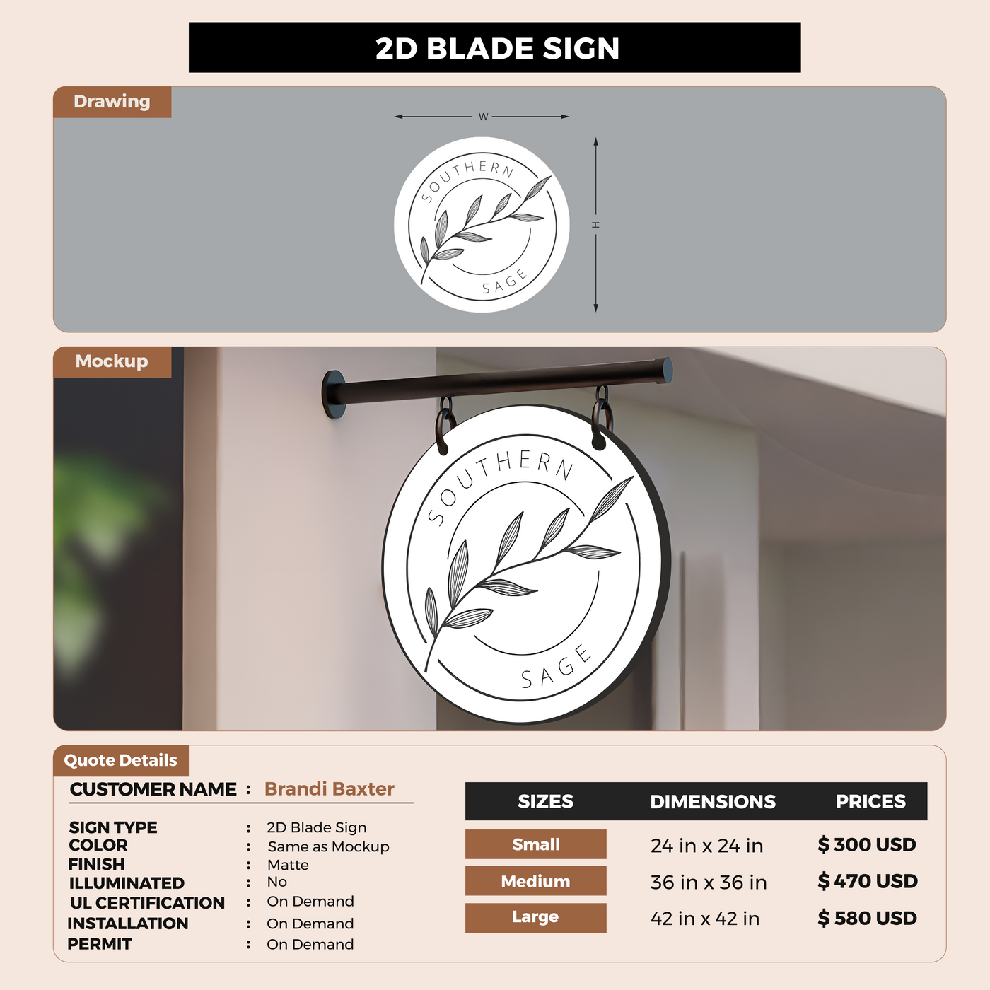 2D Blade Sign For Brandi Baxter