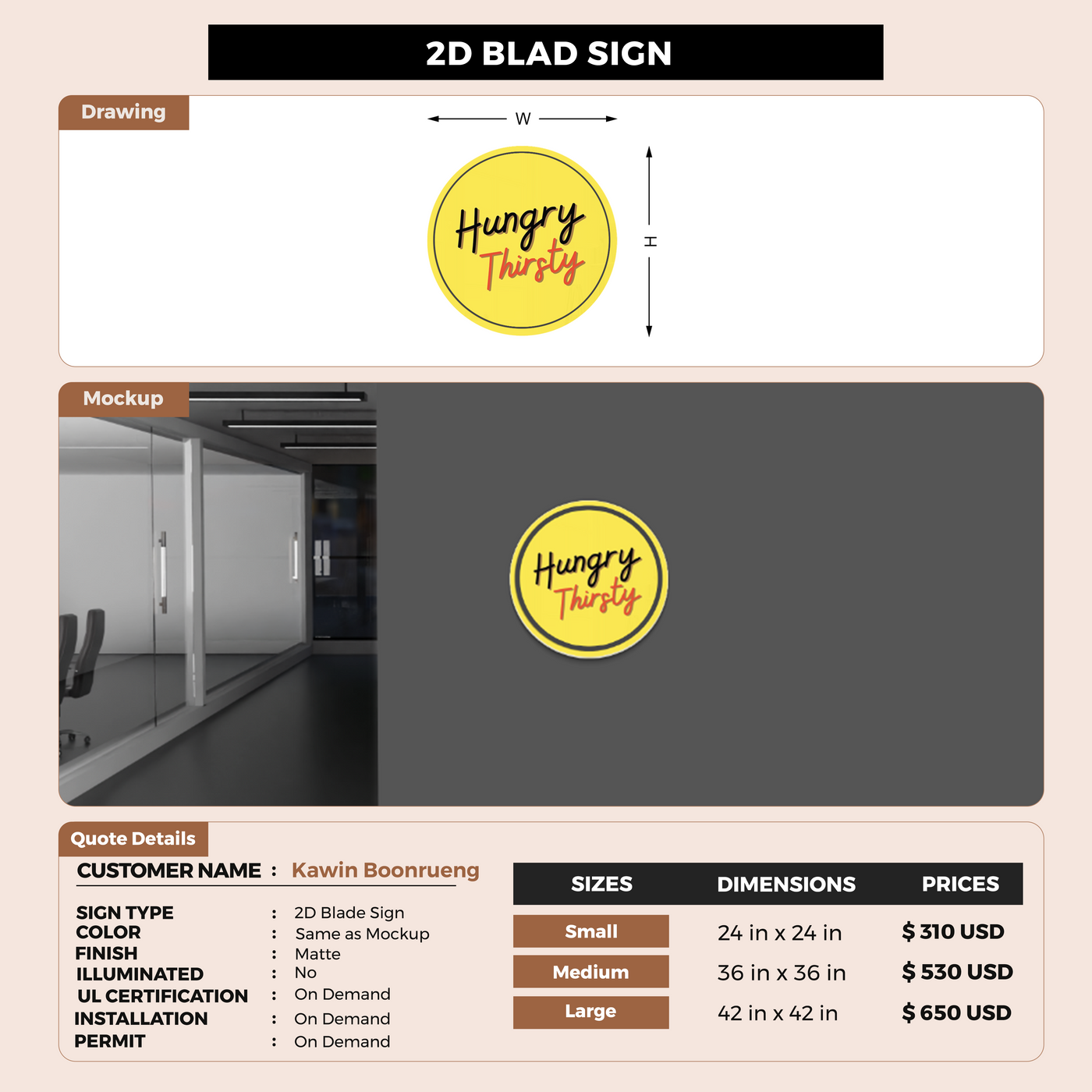 2D Blade Signs For Kawin Boonrueng