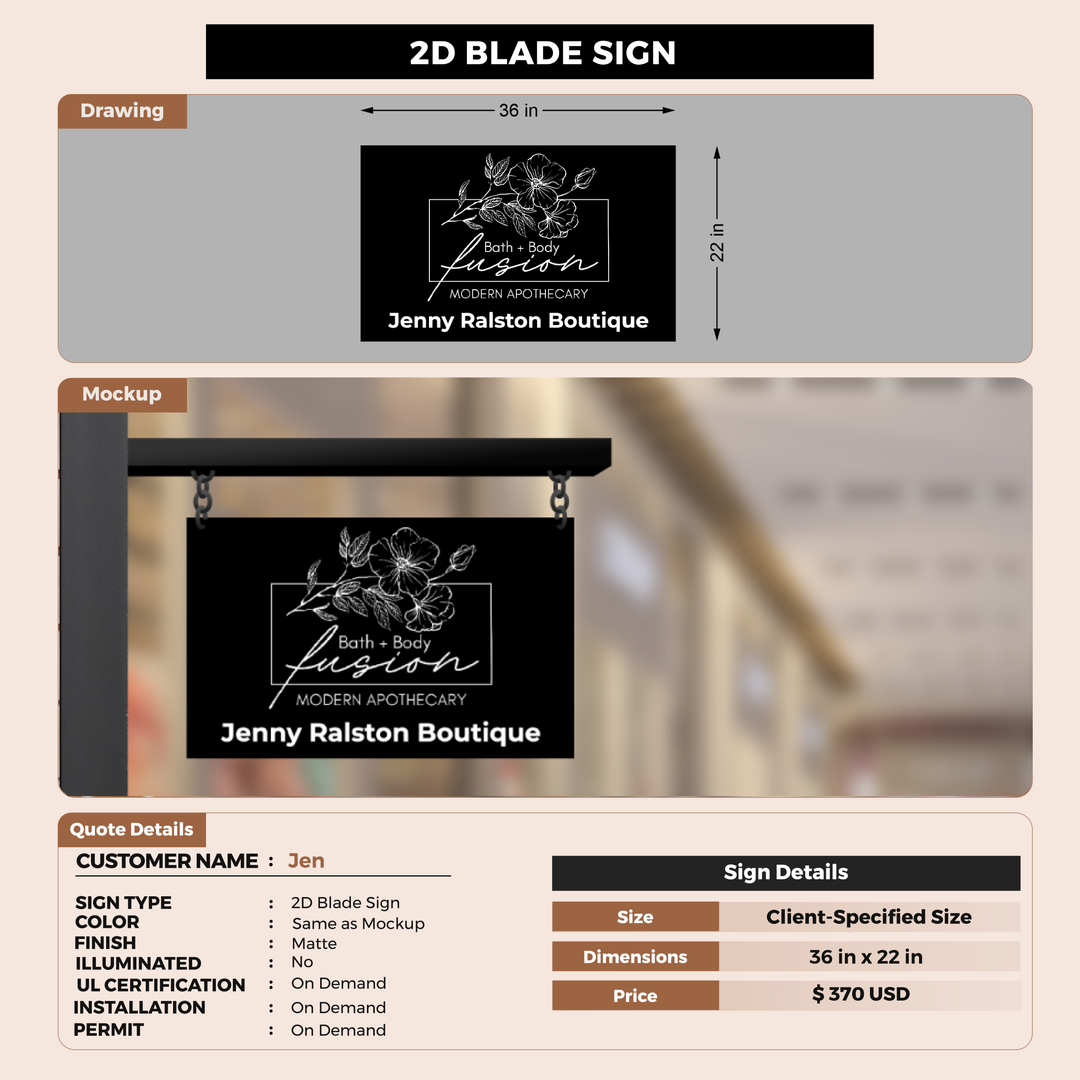 2D Blade Sign For Jen