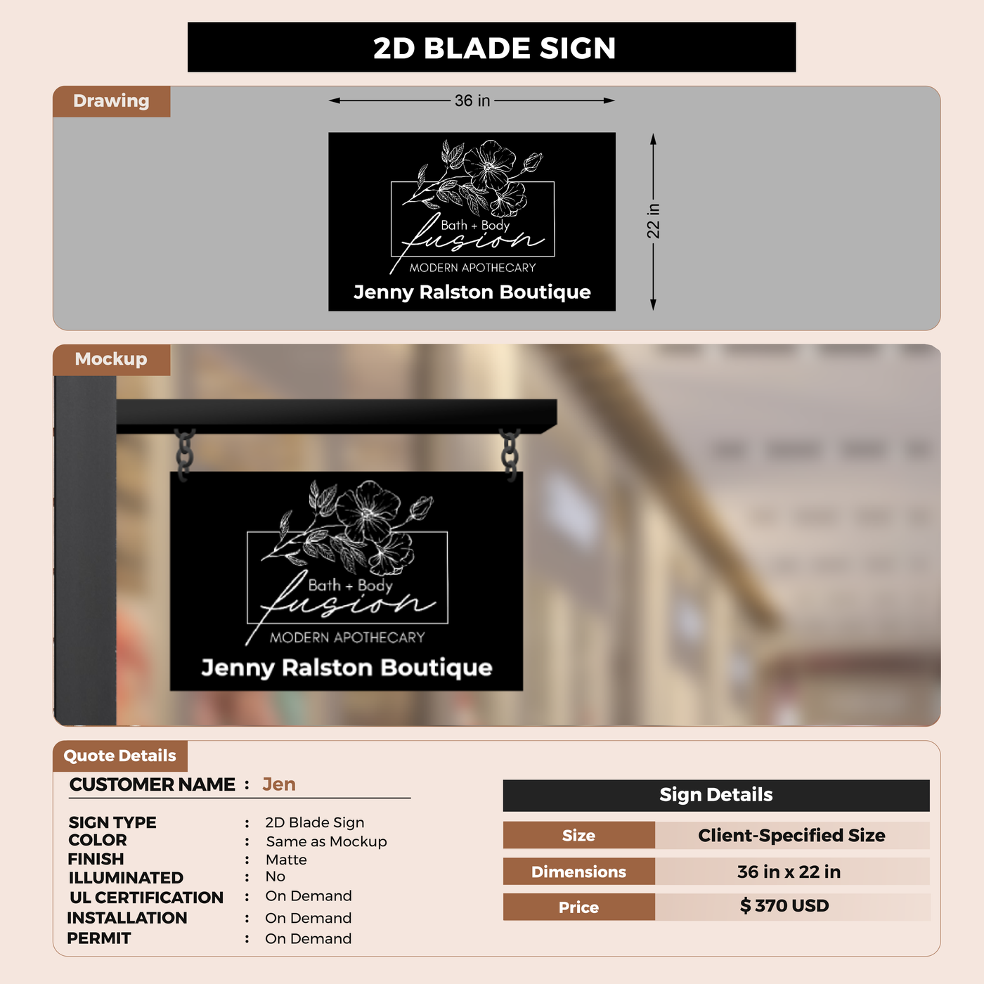 2D Blade Sign For Jen