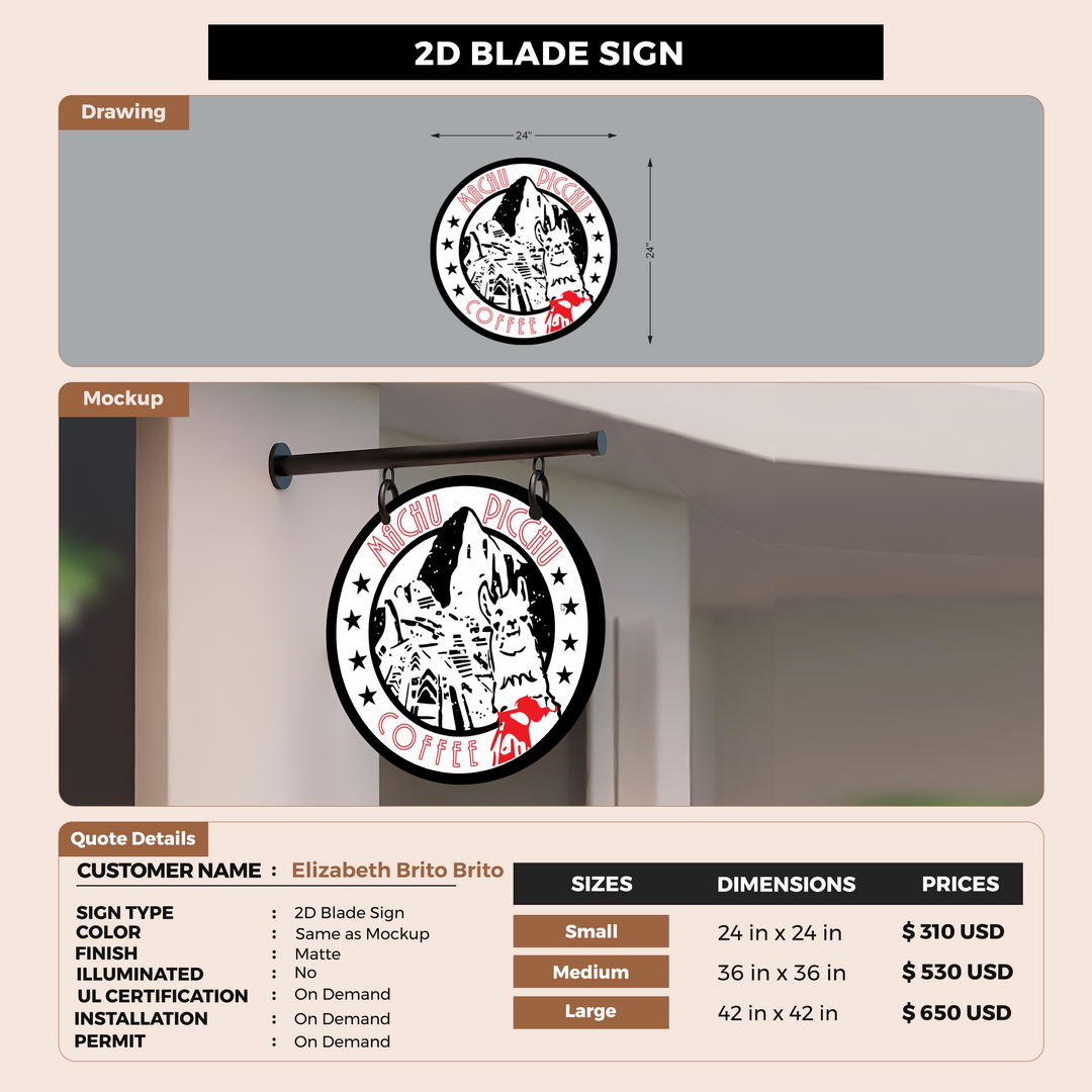 2D Blade Sign For Elizabeth Brito Brito
