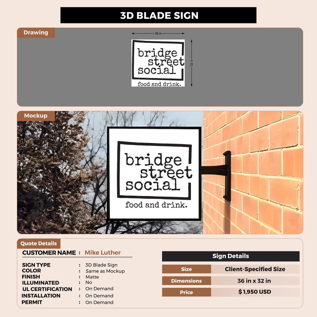 3D Blade Sign For Mike Luther