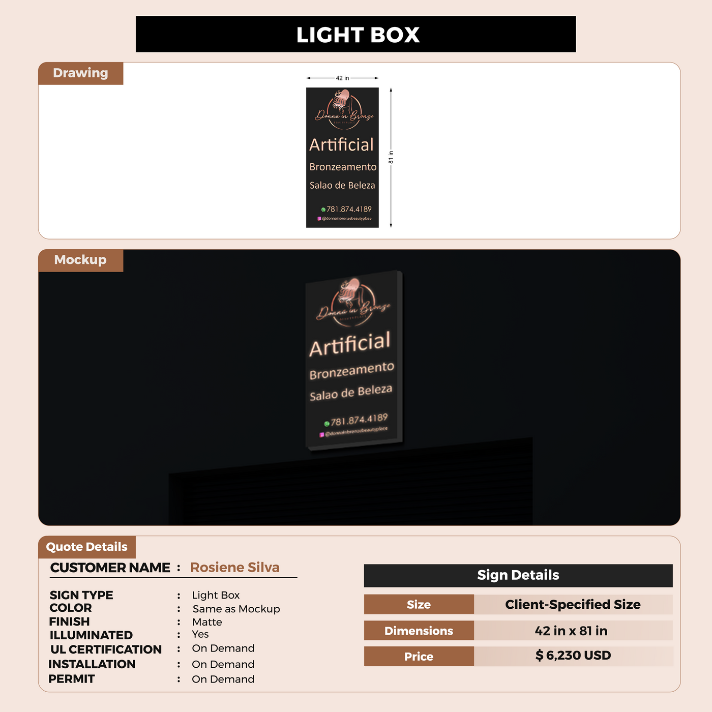 Lightbox Sign For Rosiene Silva