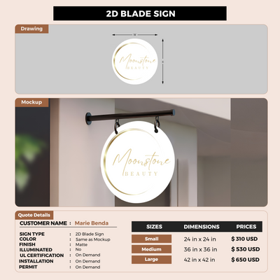 2D Blade Sign For Marie Benda