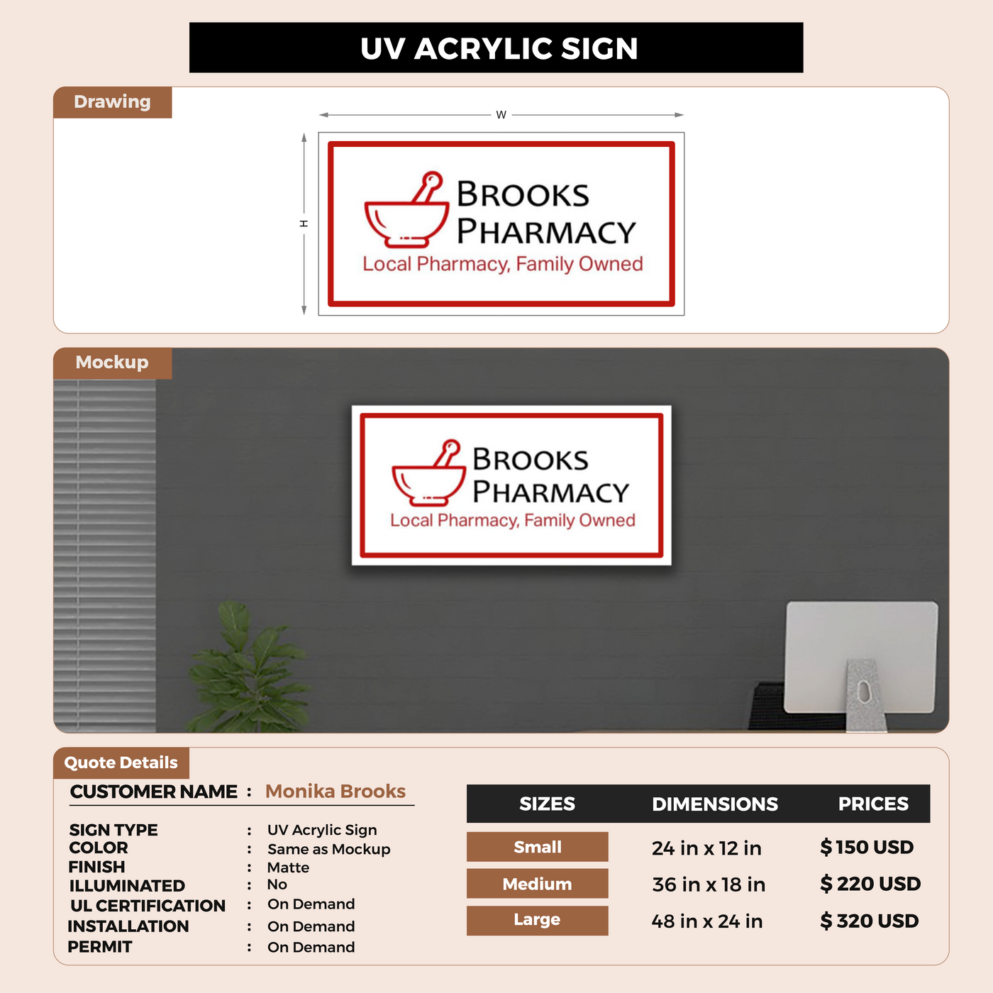 UV Acrylic Sign For Monika Brooks