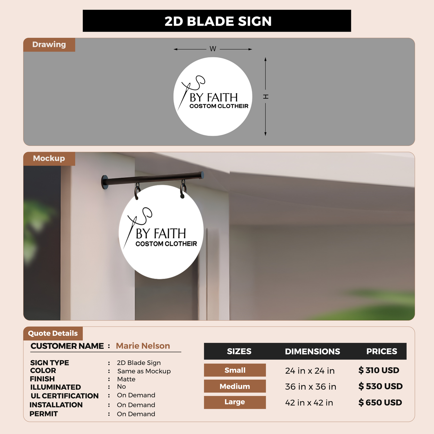 2d blade sign for Marie Nelson
