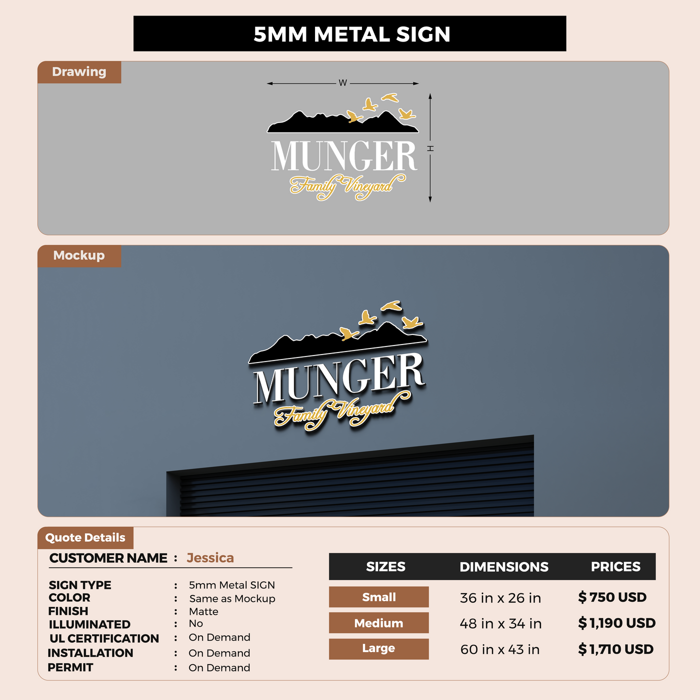 5MM Metal SigN For Jessica