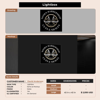Ligth Box sign for David Anderson