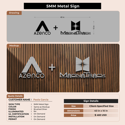 5MM Metal Signs For Paola Garcia