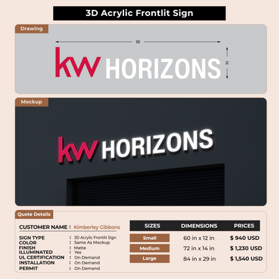Business signage for Kimberley Gibbons