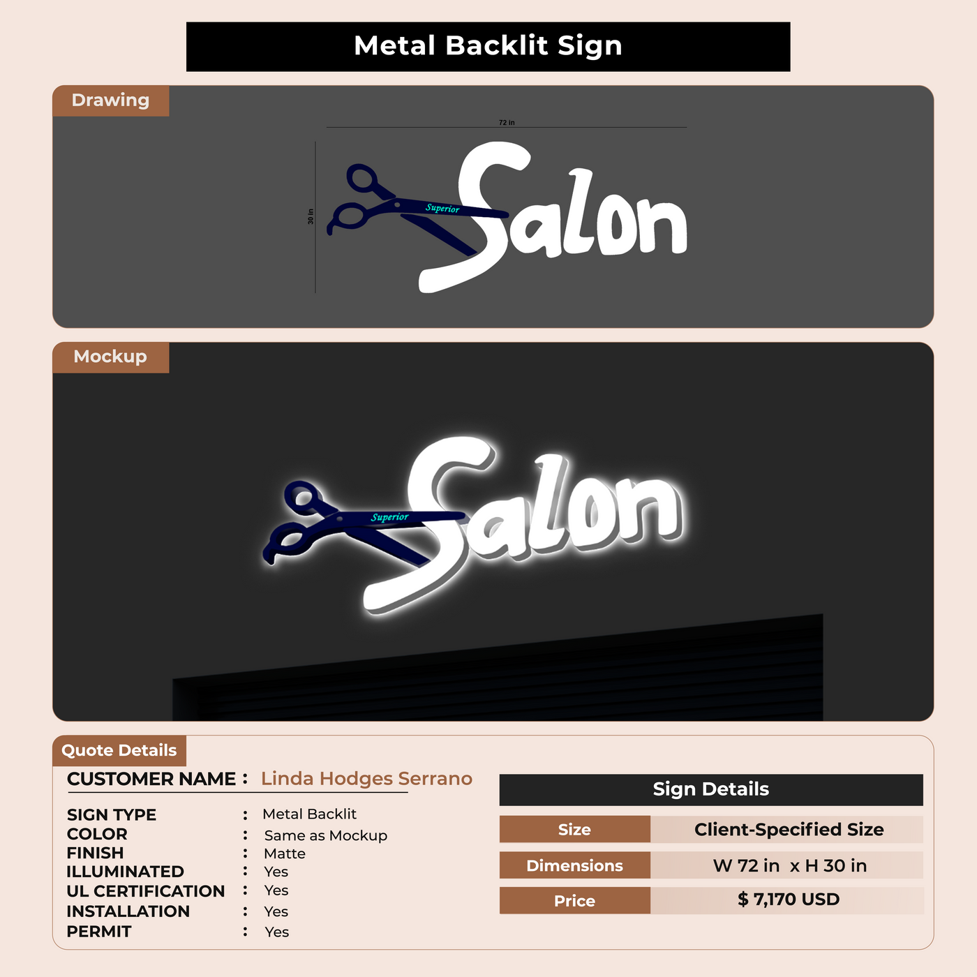 Business signage for Linda Hodges Serrano