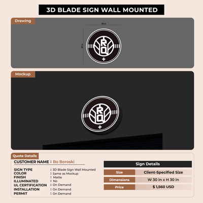 3D Blade Signage for Bo Boroski