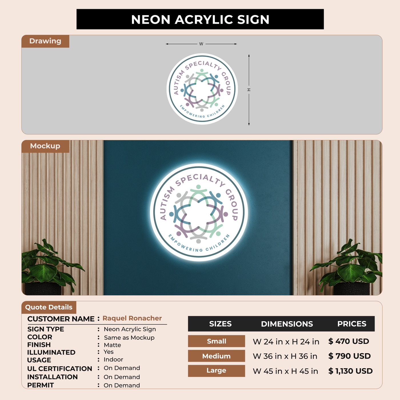 Business signage for Raquel Ronacher