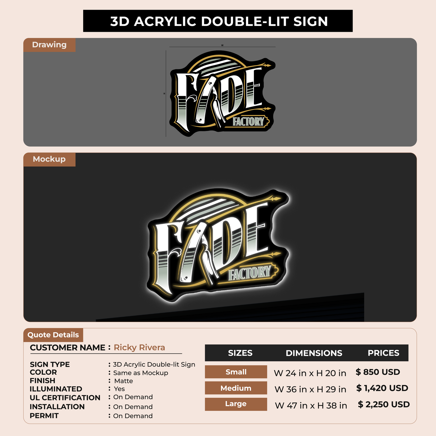 Business Signage for Ricky Rivera