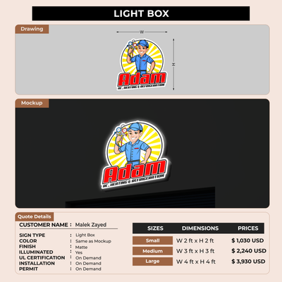 Business Signage for Malek Zayed
