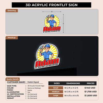 Business Signage for Malek Zayed