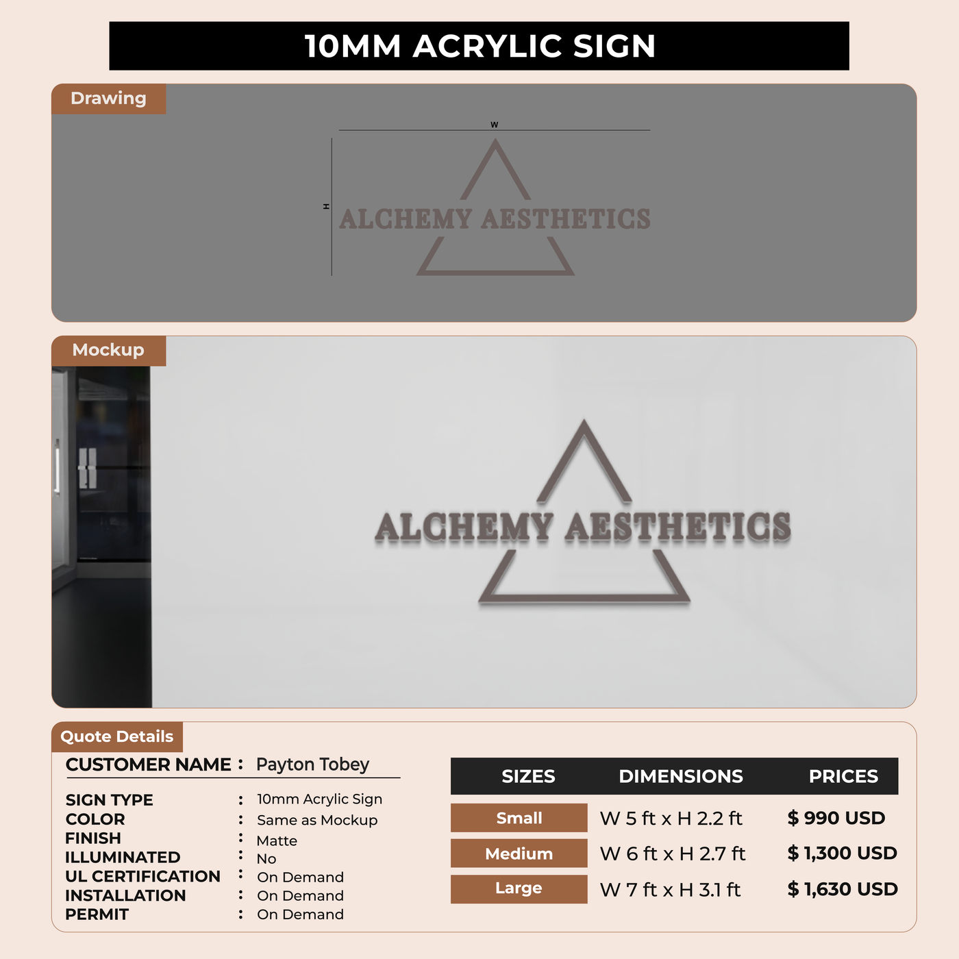 Business Signage for Payton Tobey