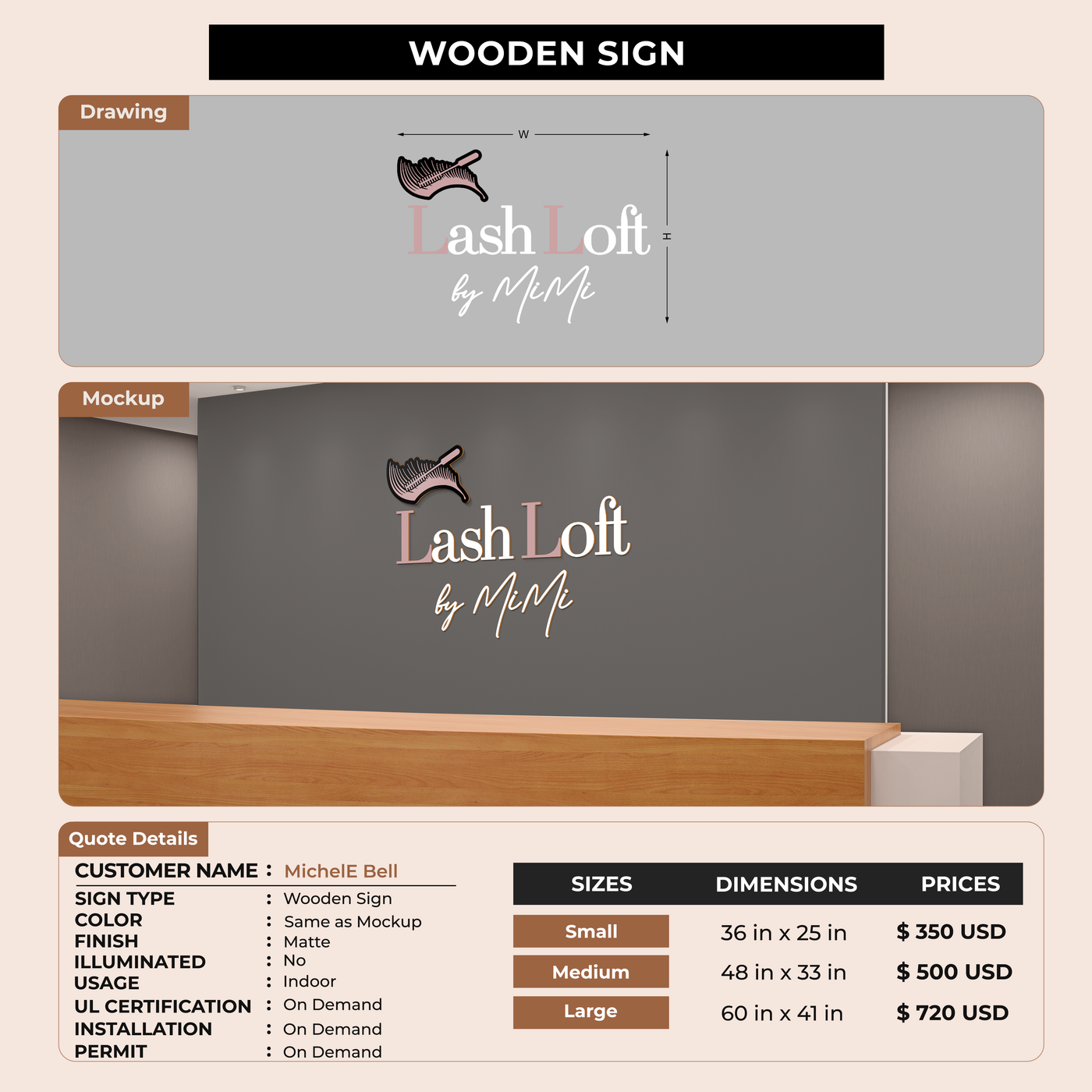 Wooden Sign For MichelE Bell