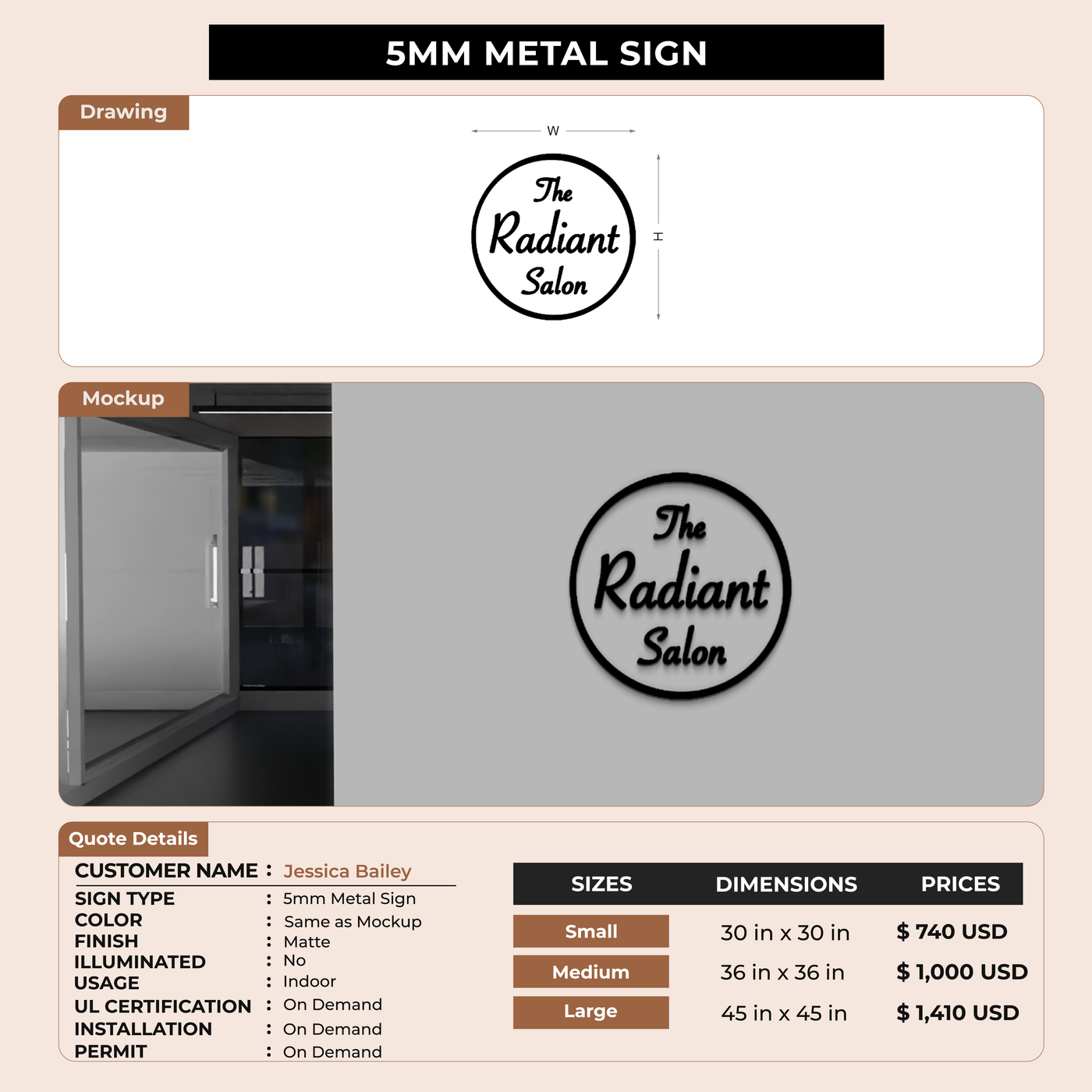 5MM Metal Signs For Jessica Bailey