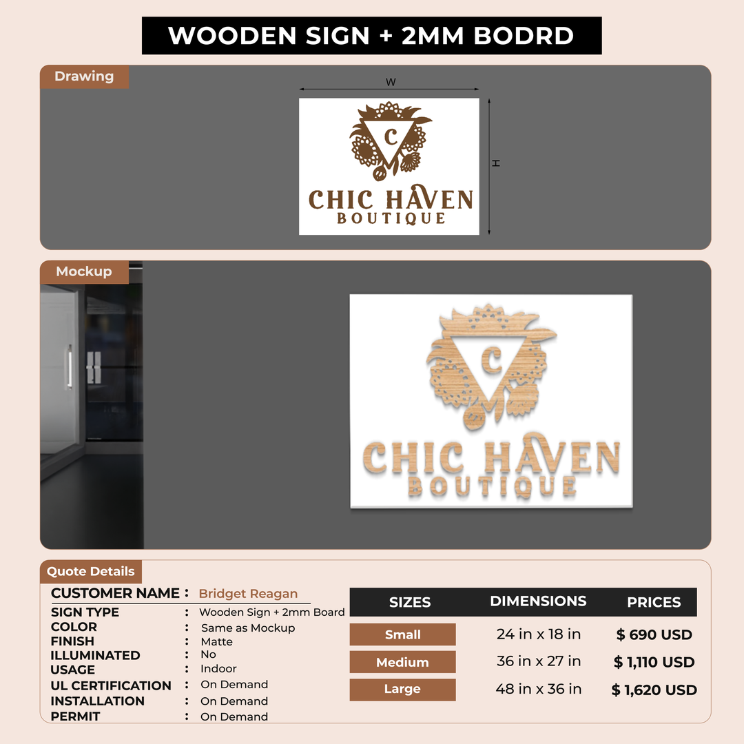 Wooden Sign with 2mm board For Bridget Reagan