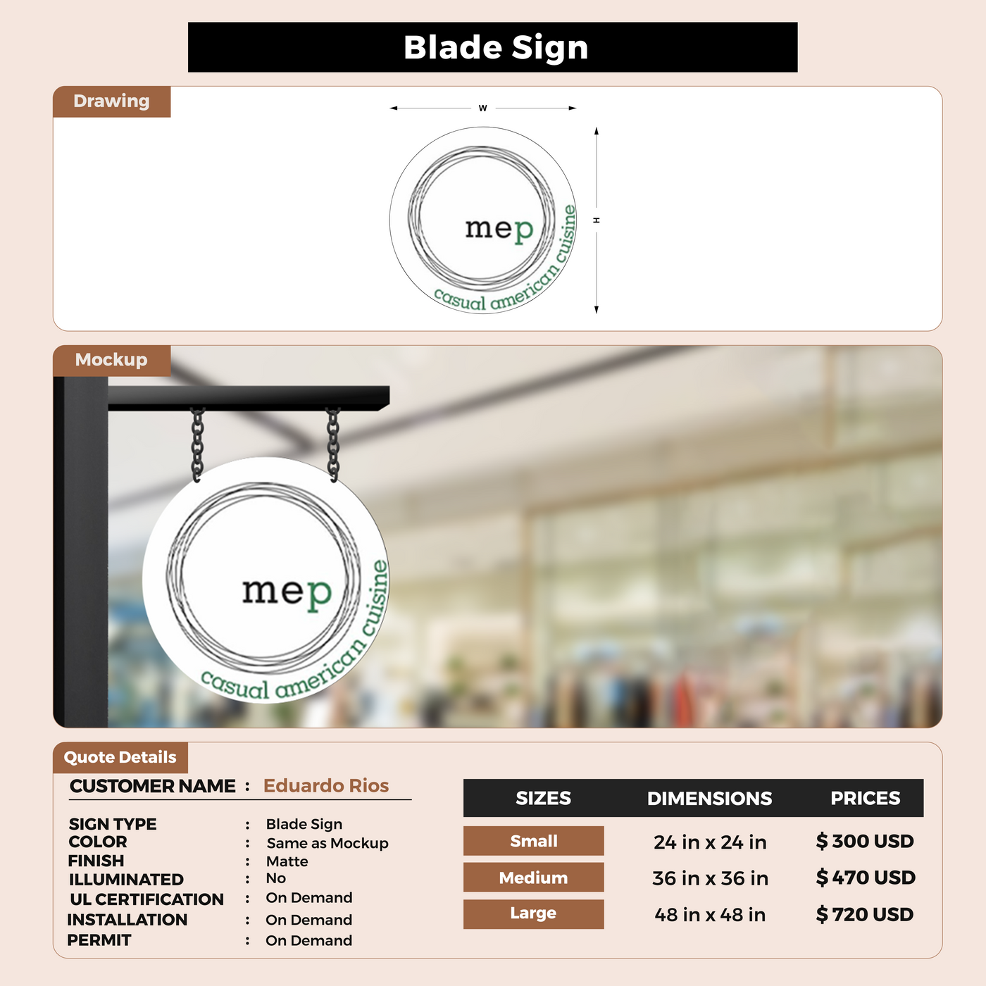 Business signage for Eduardo Rios